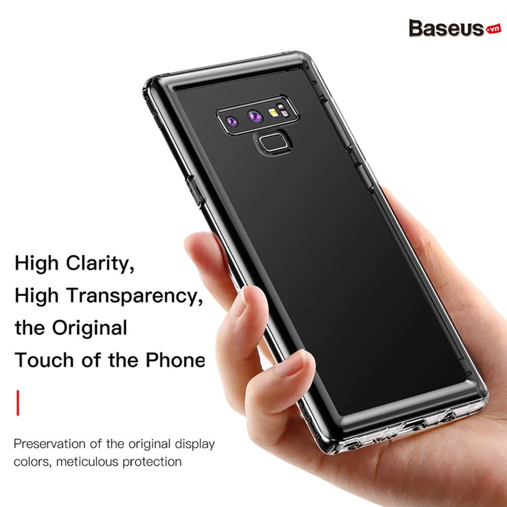 Ốp lưng túi khí chống Siêu chống sốc và va đập Baseus Safety Airbags cho Samsung Galaxy Note 9 ( TPU Soft Silicone,  Military Level Anti Knock Case)