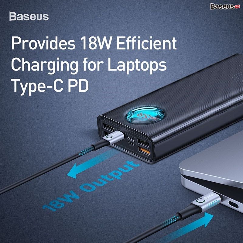 Pin dự phòng sạc nhanh, hiệu suất cao Baseus Amblight PD/QC 3.0 Quick charge 30,000mAh - 33W cho Smartphone/ Tablet/ Macbook/ Laptop (33W PD & QC3.0 , 4*Port USB+ Type C in/out, LED Display)