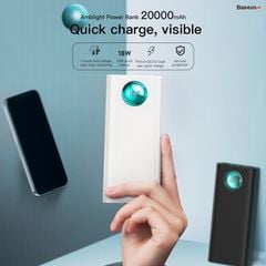 Pin dự phòng sạc nhanh Baseus Amblight PD/QC3.0 Quick charge cho Smartphone/ Tablet/ Macbook ( 20000mAh / 30000mAh, 18W / 33W, PD & QC3.0 , 2*Port USB+ Type C in/out, LED Display)