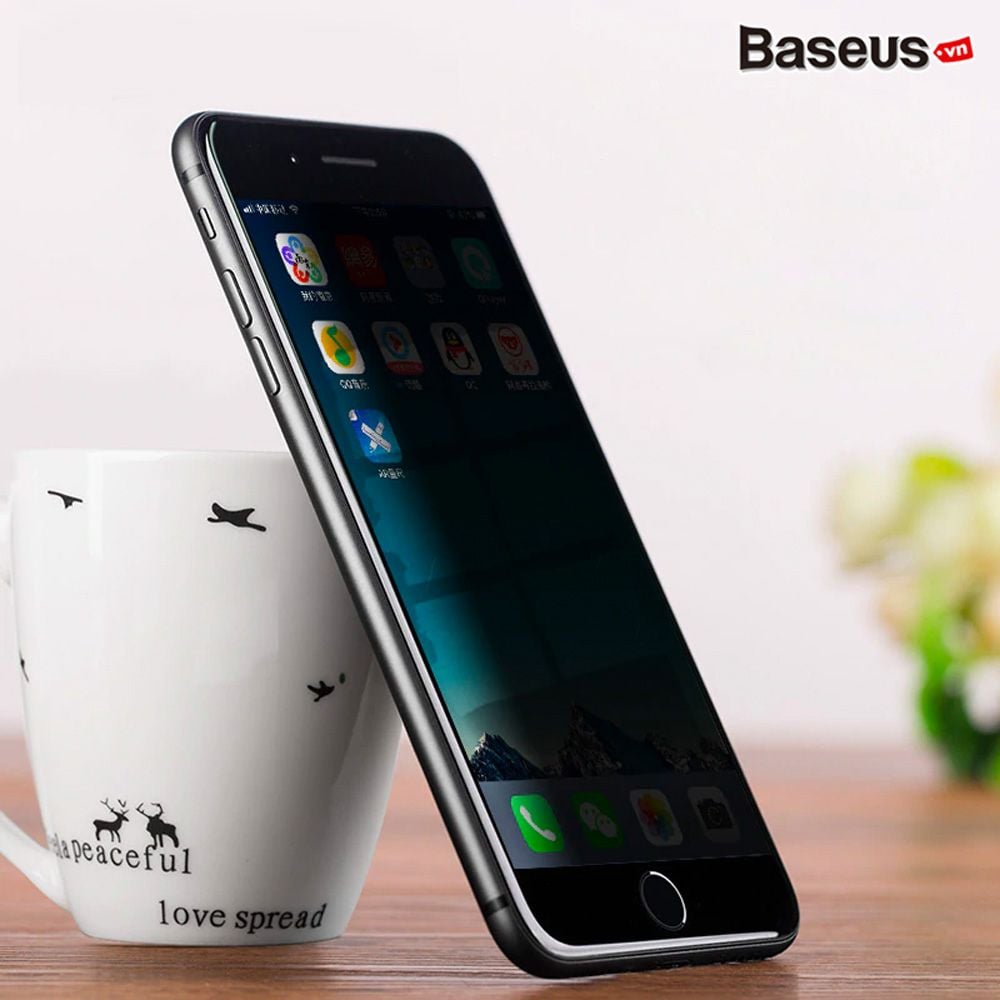 Kính cường lực 3D Baseus LV321 – Chống trầy xước, chống nhìn trộm, 0.23mm, full viền, dùng cho iPhone 7/8/8 Plus, chống bể mép