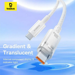 Cáp Sạc Nhanh Baseus Explorer Series 2 Fast Charging Cable Type-C to Type-C 100W Cho Macbook Laptop Điện Thoại (Smart Power-Off Fast Charging Cable with Smart Temperature Control)