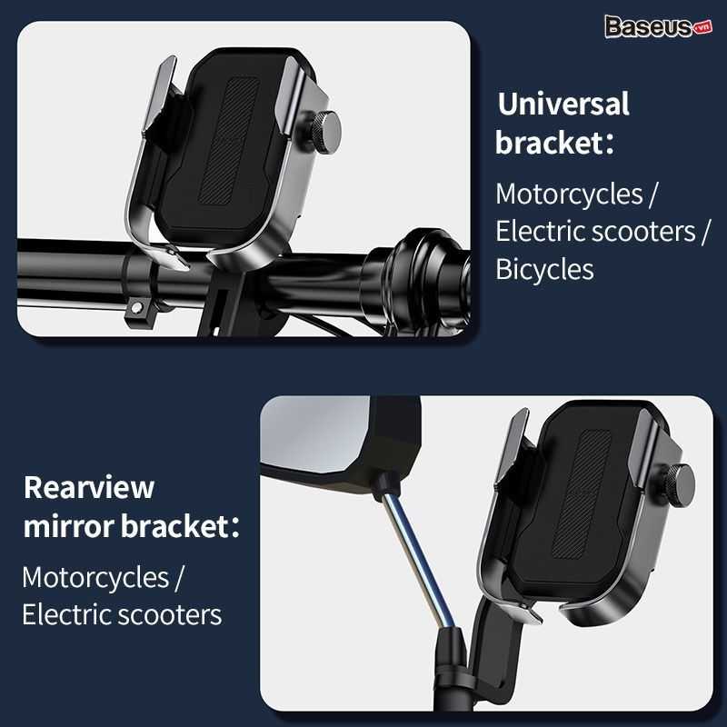 Đế giữ điện thoại siêu bền dùng cho xe máy Baseus Armor Motorcycle Holder Phone Mount/ Holeder Applicable for Bicycle/ Motorbike)