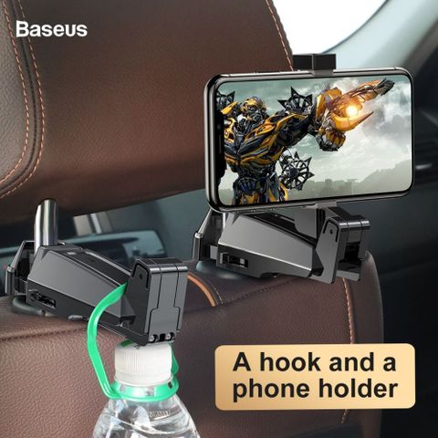 Bộ đế giữ điện thoại gắn lưng ghế trước dùng trên xe hơi Baseus Backseat Vehicle Phone Holder Hook