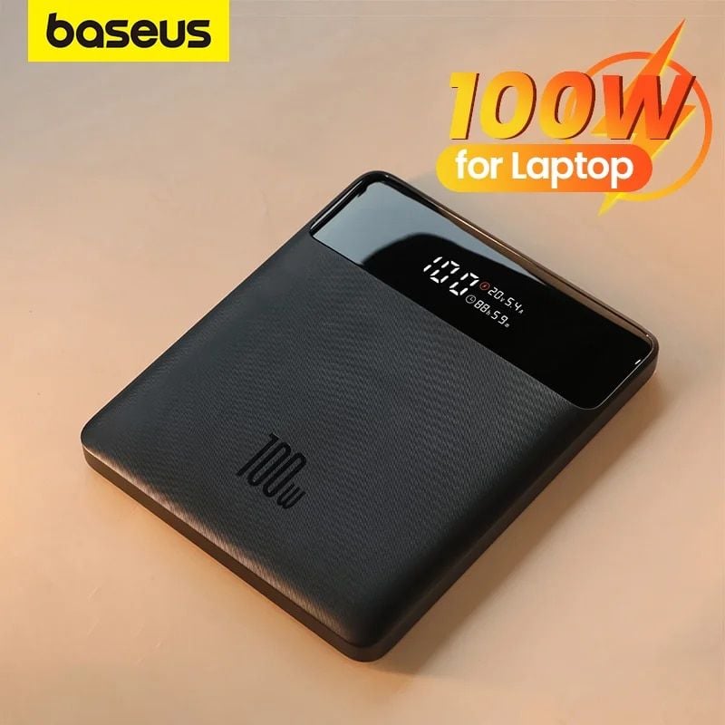 Pin dự phòng Baseus Blade 100W – 20000mAh, 4 cổng (2C + 2USB), sạc nhanh laptop, màn hình LED, kèm cáp C to C