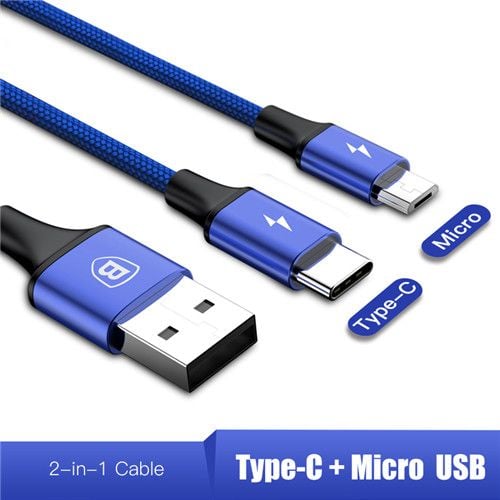 Cáp sạc và truyền dữ liệu tốc độ cao Baseus Rapid Series LV213 tích hợp 2 đầu ngõ ra Type C và Android ( USB Type A to USB Type C + Micro USB Fast Charging Cable )