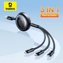 Cáp Sạc Đa Năng Baseus Free2Draw Retractable Crystal Fast Charging Data Cable USB to M+L+C 3.5A