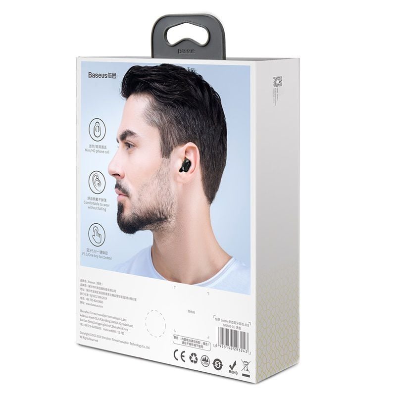 Tai nghe Bluetooth Baseus Encok Wireless Earphone A03 (Bluetooth V5.0, Voice Assitant, Charging Case, Waterproof)