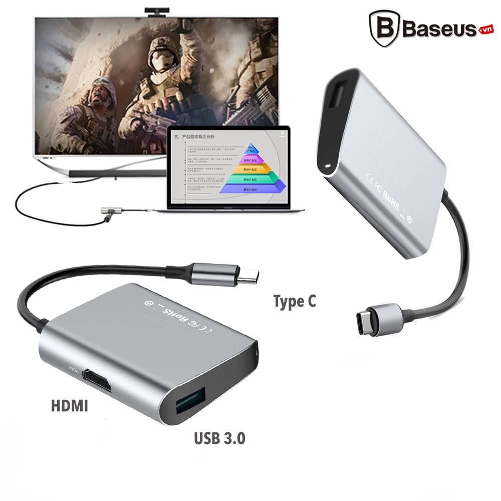 Hub USB Type C tốc độ cao Baseus (USB type C to Hub USB 3.0/2.0, SD/ TF Card Reader, HDMI, LAN RJ45)