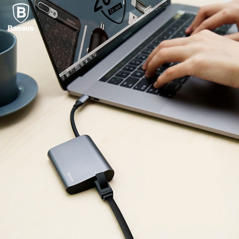 Hub USB Type C tốc độ cao Baseus (USB type C to Hub USB 3.0/2.0, SD/ TF Card Reader, HDMI, LAN RJ45)