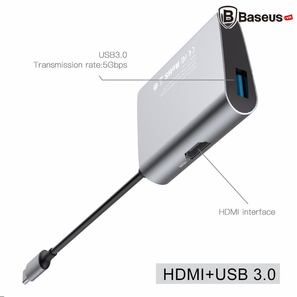 Hub USB Type C tốc độ cao Baseus (USB type C to Hub USB 3.0/2.0, SD/ TF Card Reader, HDMI, LAN RJ45)