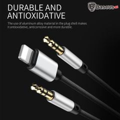 Cáp chuyển âm thanh chất lượng cao Baseus L33 cho iPhone 6/ 7/ 8/ iPhone X (Aux Audio 3.5mm sang Aux Audio 3.5mm + Lightning / 120cm)