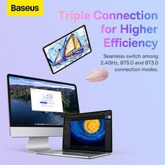 Chuột không dây Baseus F01B – 3 chế độ: 2.4GHz/Bluetooth 5.0/3.0, 1600dpi, dùng cho laptop, MacBook, iPad