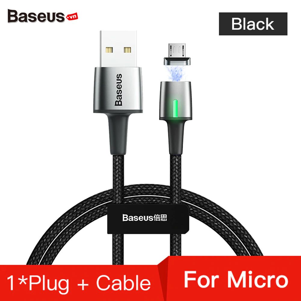 Cáp sạc từ tính Baseus Zinc Magnetic Cable Series 2 (Type C/ Micro/ Lightning , Sync Data & Quick Charge 3.0, New Model 2019)