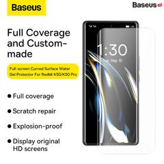 Kính Cường Lực Baseus 0.15mm Full-screen Curved Surface Water Gel Protector For Redmi K50/K50 Pro (2pcs/pack+Pasting Artifactl)