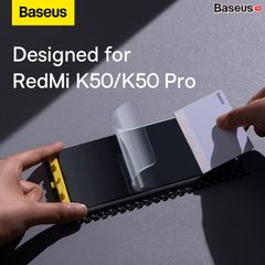 Kính Cường Lực Baseus 0.15mm Full-screen Curved Surface Water Gel Protector For Redmi K50/K50 Pro (2pcs/pack+Pasting Artifactl)