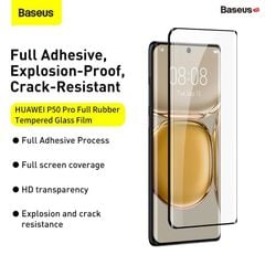 Bộ miếng Film dán chống trầy Full màn hình cho HUAWEI P50P/MATE  40Pro/HUAWEI P40 Pro  Baseus 0.25mm Full Screen Curved Surface Full Rubber Tempered Glass Film for HUAWEI P50 Pro