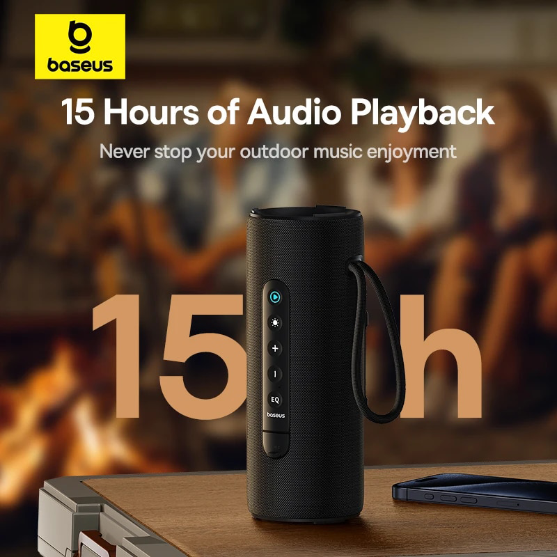 Loa Bluetooth Baseus AeQur VO20 – Bluetooth 5.3, chống nước IPX5, bass mạnh, loa di động cho camping ngoài trời