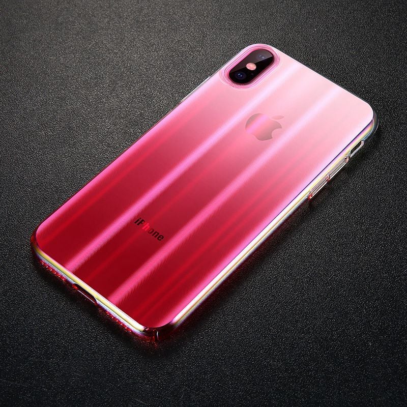 Ốp lưng trong suốt chuyển màu Baseus Aurora Case cho iPhone X (Luxury Gradient Hard Plastic Case)