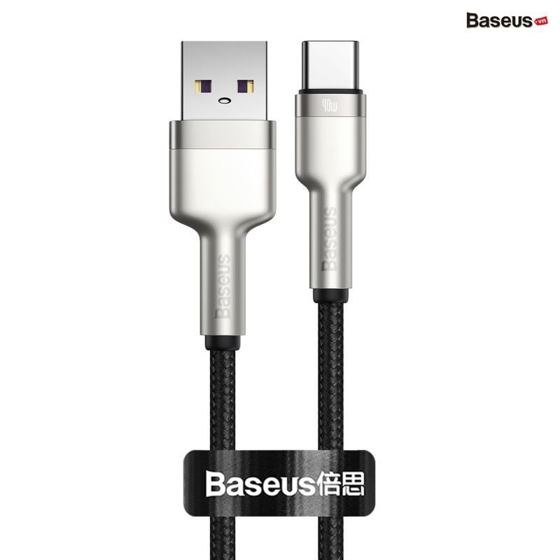 Cáp sạc nhanh, siêu bền Baseus Cafule Metal Series Type C 40W (USB to Type C, Zinc Alloy Material, Super Quick charge & Data Cable)