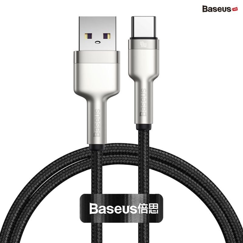 Cáp sạc nhanh, siêu bền Baseus Cafule Metal Series Type C 40W (USB to Type C, Zinc Alloy Material, Super Quick charge & Data Cable)