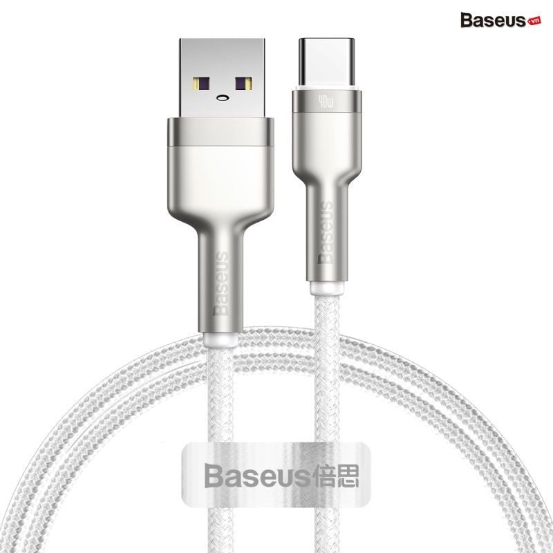 Cáp sạc nhanh, siêu bền Baseus Cafule Metal Series Type C 40W (USB to Type C, Zinc Alloy Material, Super Quick charge & Data Cable)