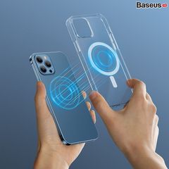 Ốp Lưng Nhựa Cứng Từ Tính Trong Suốt Bảo Vệ Camera Baseus Crystal Magnetic Dùng Cho iPhone 12