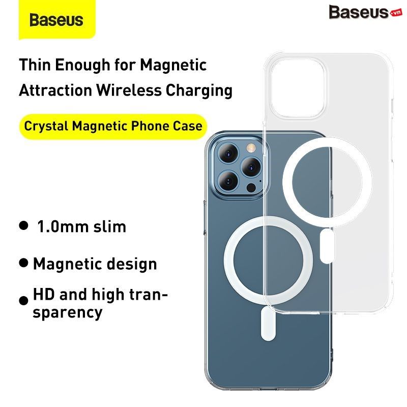Ốp Lưng Nhựa Cứng Từ Tính Trong Suốt Bảo Vệ Camera Baseus Crystal Magnetic Dùng Cho iPhone 12