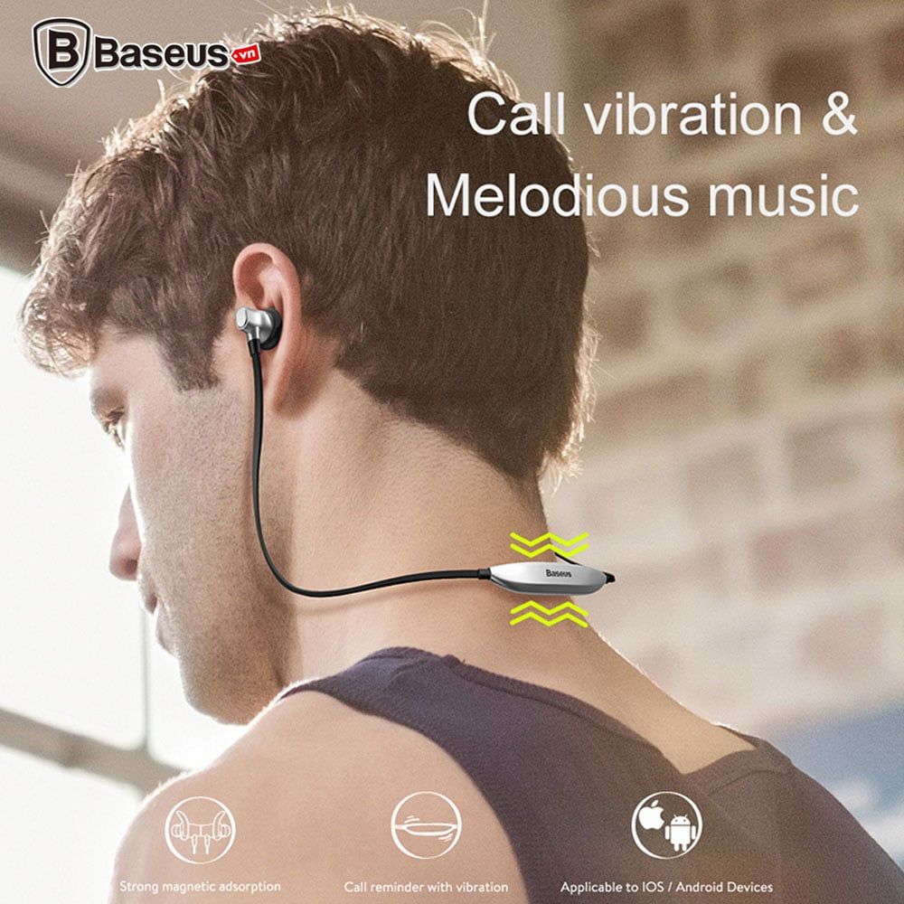 Tai nghe thể thao Bluetooth Baseus Encok S03 Magnetic Sport (Rung báo cuộc gọi, IP4x, Bluetooth 4.1)