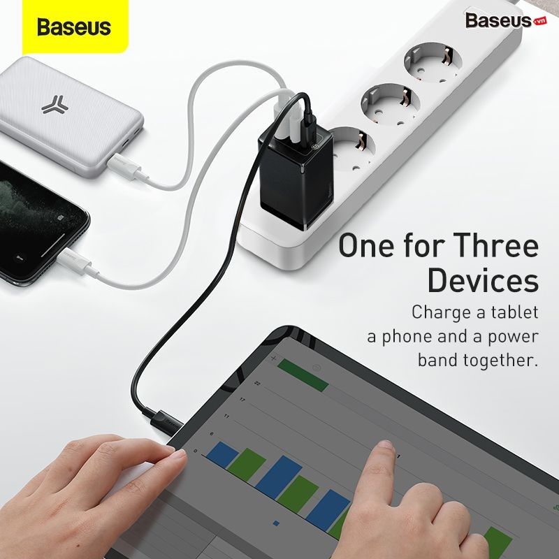 Bộ sạc nhanh Baseus GaN2 Pro Quick Charger 65W (Type Cx2 + USB, PD3.0/PPS/QC4.0/SCP/FCP Multi Quick Charge Protocol, GaN2 Technology)