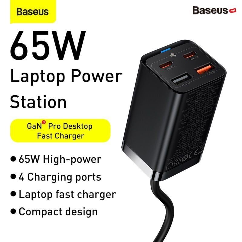 Bộ Sạc Nhanh Baseus GaN3 Pro Desktop Fast Charger 4 in 1 65W/100W (PD/Quick Charge 4.0/QC3.0/AFC/PPS)