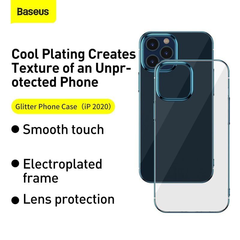 Ốp Lưng Nhựa Cứng Trong Suốt Viền Si Màu Baseus Glitter Case Dùng Cho iPhone 12 Series