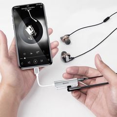 Bộ chuyển cổng Lightning sang Audio AUX 3.5mm + Lightning Baseus L50/L50S cho iPhone (Vừa sạc pin vừa nghe nhạc, có hỗ trợ Micro/ Đàm thoại)