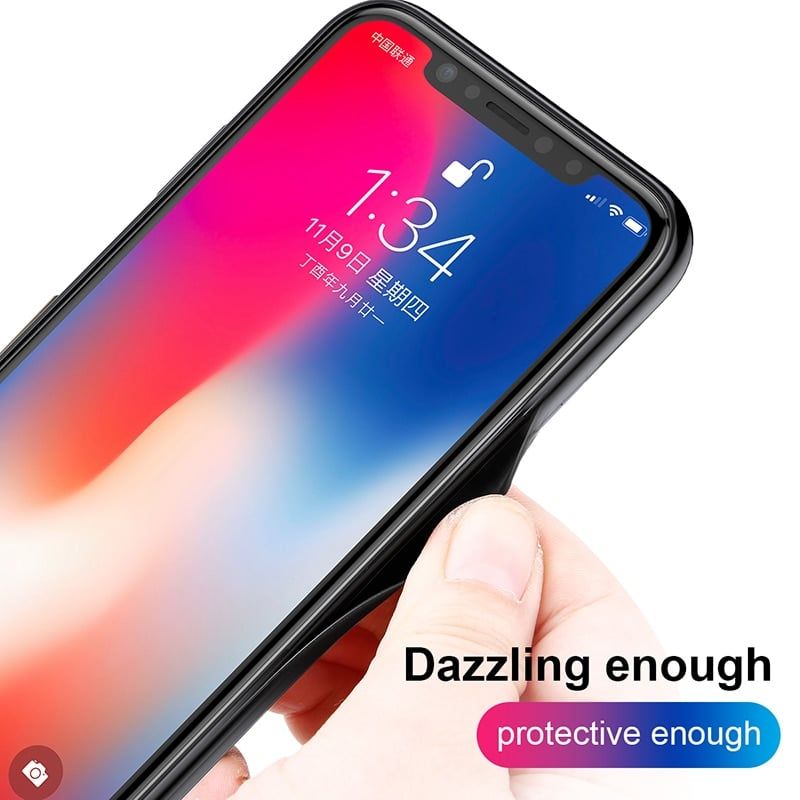 Ốp lưng trong suốt đổi màu Baseus Laser Luster Glass Case cho iPhone X ( Soft Silicone Edge , Tempered Glass Back Cover)