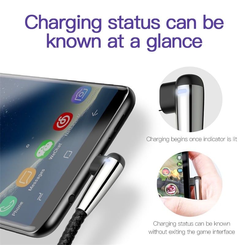 Cáp sạc nhanh và truyền dữ liệu siêu bền Baseus Sharp Bird Type C cho Game thủ (Quick charge 3.0, Metal MVP Elbow Mobile Game Cable)