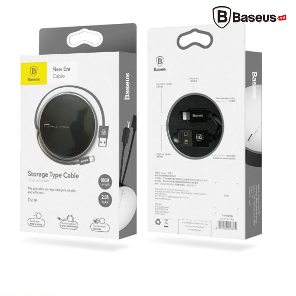 Cáp sạc nhanh dây rút Baseus New Era Baseus Lightning cho iPhone 6/7/8  iPhone X (2A, 90cm, cáp dẹp, Quick Charge)