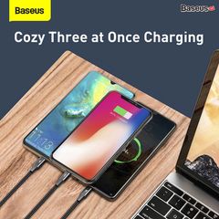 Cáp Sạc 3 Đầu Siêu Bền Baseus Rapid Series 3-in-1 USB to Type C/Lightning/Micro