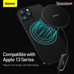 Đế Sạc Nhanh Không Dây Nam Châm Baseus Simple Mini Gen2 Magnetic Wireless Charger 15W (Magnetic Wireless Smart Charger Dùng Cho iPhone 12/13 Series/Airpods 3)