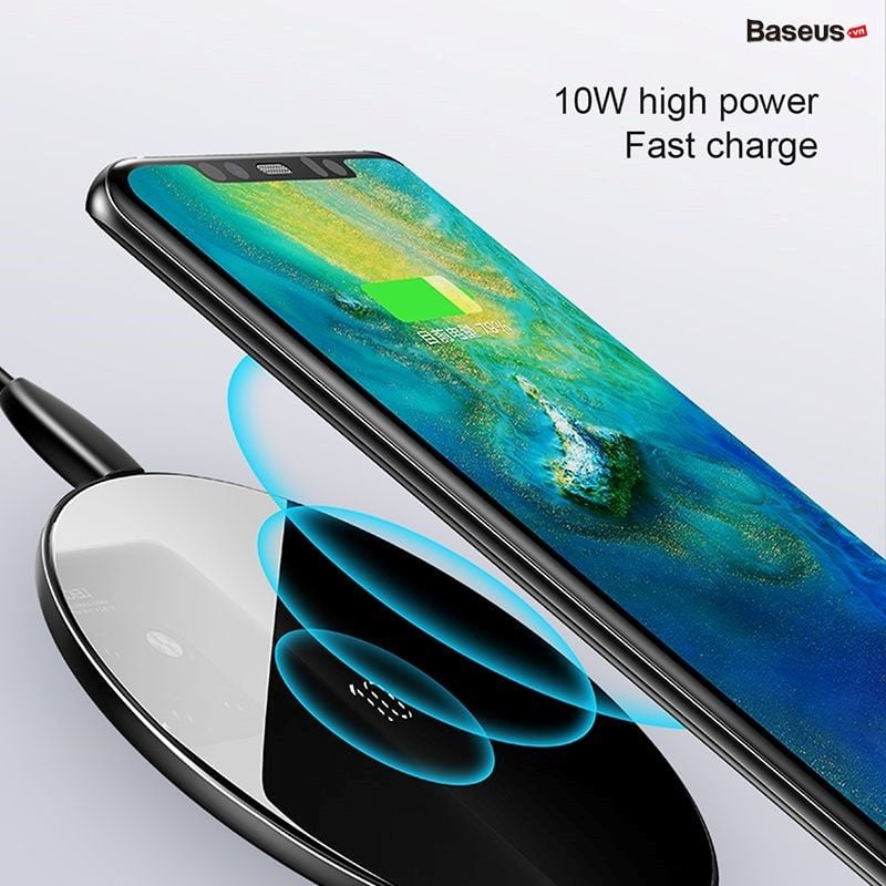 Đế sạc nhanh không dây siêu mỏng Baseus Simple Wireless Charger 10W  dùng cho iPhone / Samsung/ Huawei/ Xiaomi (Qi Wireless Quick Charge)