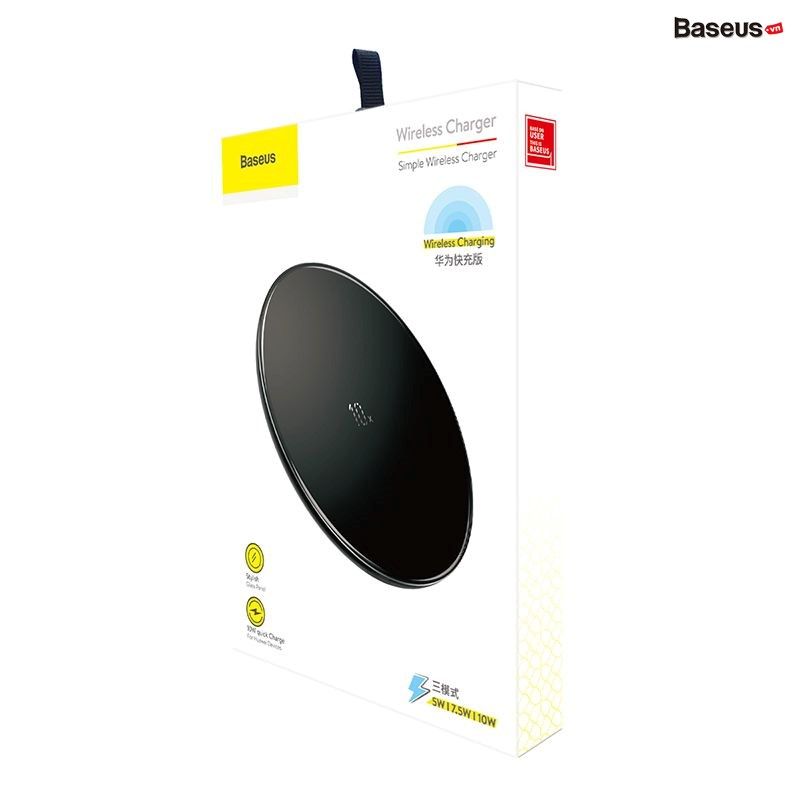 Đế sạc nhanh không dây siêu mỏng Baseus Simple Wireless Charger 10W  dùng cho iPhone / Samsung/ Huawei/ Xiaomi (Qi Wireless Quick Charge)