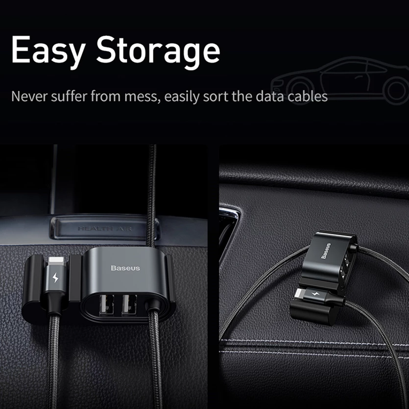 Cáp sạc Lightning tích hợp cổng chia USB 2 port Baseus Special Data Cable LV720 for Backseat (USB to iP+Dual USB, Cấp nguồn mở rộng cho ghế sau trên ô tô)