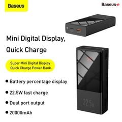 Pin sạc dự phòng sạc nhanh Baseus Super Mini Digital Display Power Bank (10000mAh/20000mAh, 22.5W, màn hình LED)