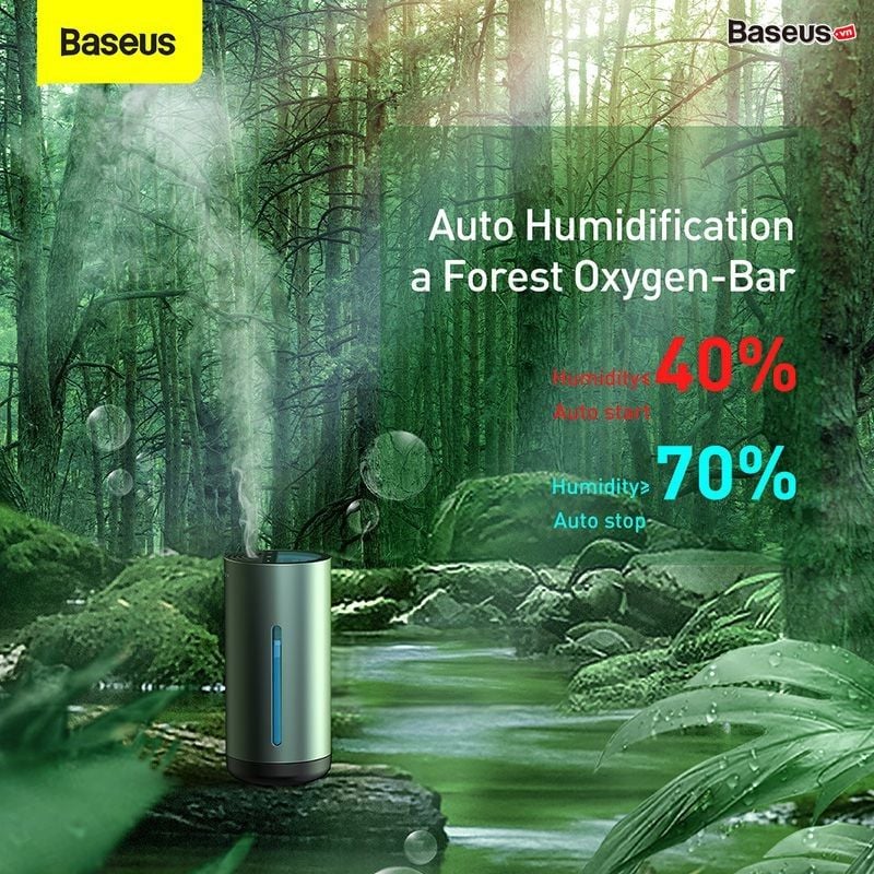Máy phun sương tạo ẩm Baseus Water Window Digital Display Car Humidifier (with Temperature and Humidity Sensing+ Wireless Version)