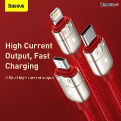 Cáp sạc đa năng Baseus Year of the Tiger One-for-three Data Cable USB to M+L+C 3.5A 1.2m