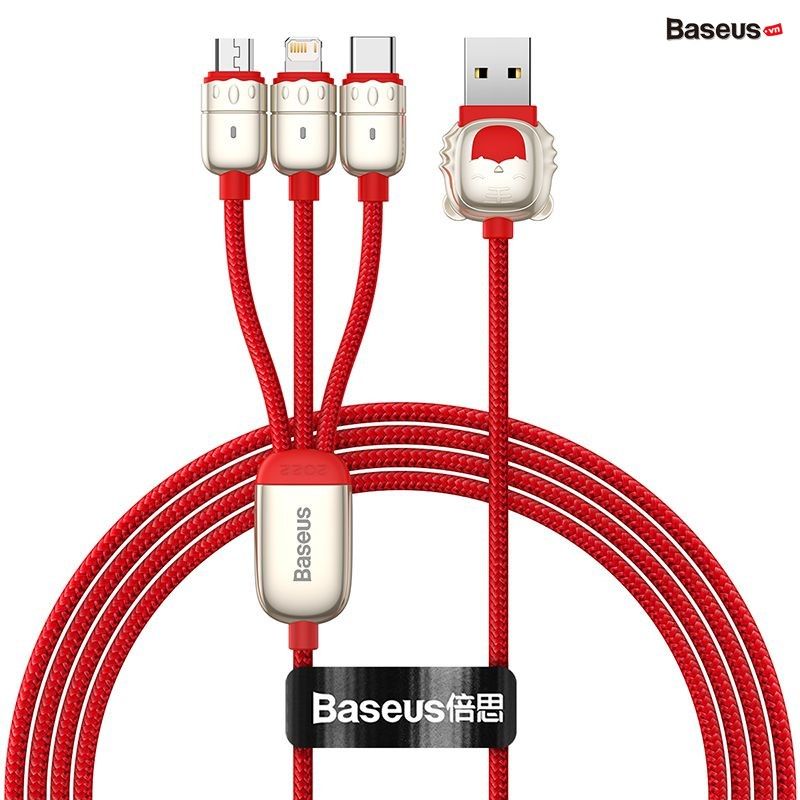 Cáp sạc đa năng Baseus Year of the Tiger One-for-three Data Cable USB to M+L+C 3.5A 1.2m