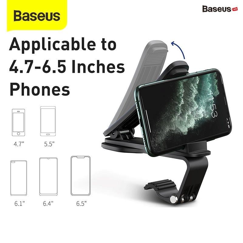 Đế giữ điện thoại dạng kẹp ngang trên xe ô tô Baseus Big Mouth Pro Car Mount (Mount Clip, Clamp Adjustable Phone Holder Stand)