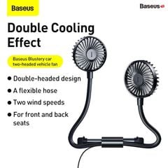 Quạt gió 2 đầu dùng trên xe ô tô Baseus Blustery car two-headed vehicle fan (2 cấp độ, công suất 7W)