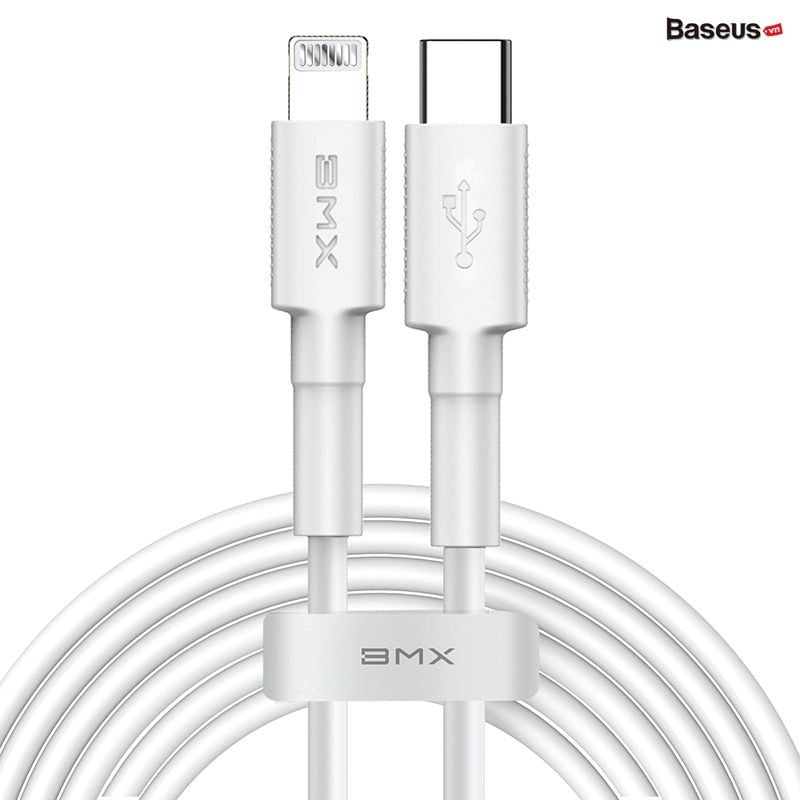 Cáp sạc nhanh C to Lightning có MFI Baseus BMX Mini White PD 18W cho iPhone/iPad (Type-C to Lightning, Power Delivery Fast Charge, MFi certified Cable)