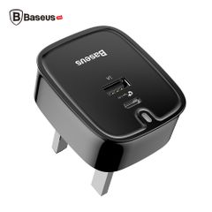 Bộ sạc nhanh 3 chấu Baseus Funzi Type C PD + U Quick charger cho Smartphone/ Tablet/ Macbook (USB + Type C PD Quick charge 3.0)