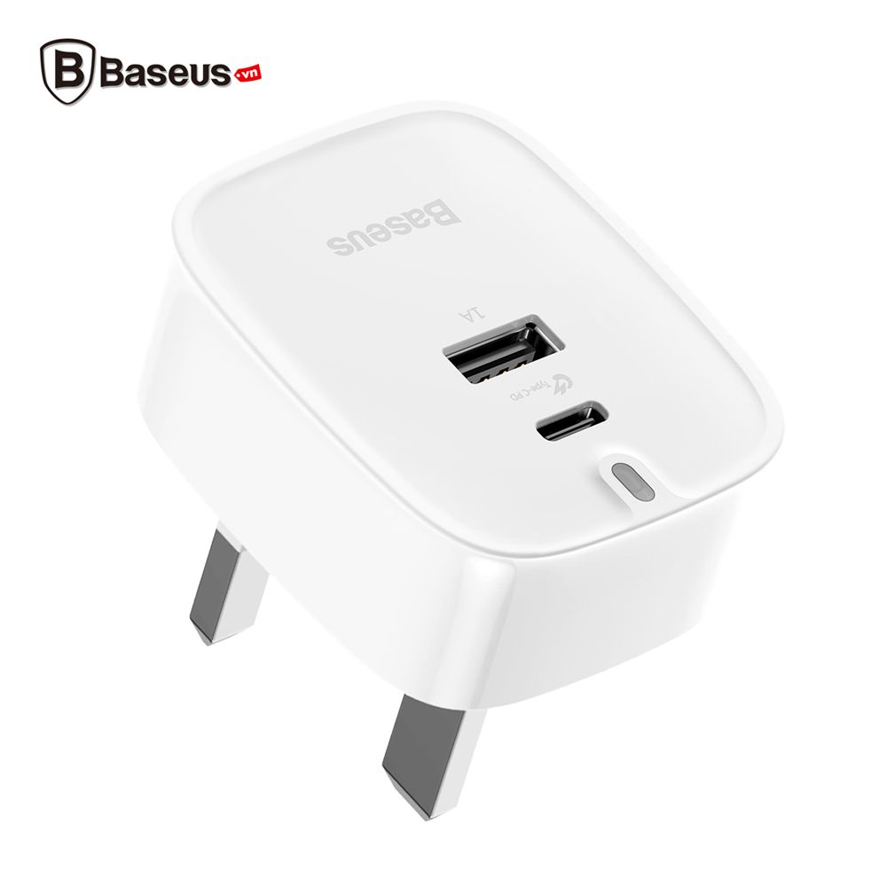 Bộ sạc nhanh 3 chấu Baseus Funzi Type C PD + U Quick charger cho Smartphone/ Tablet/ Macbook (USB + Type C PD Quick charge 3.0)