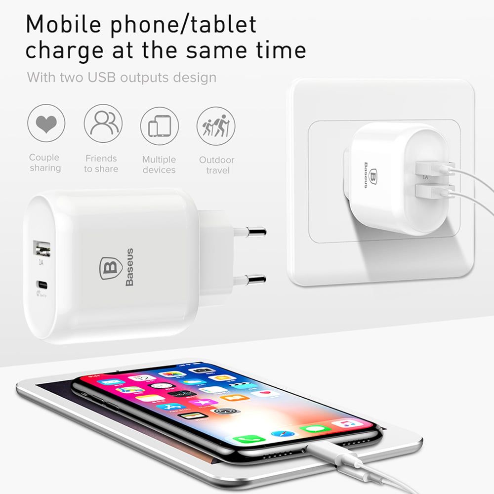 Bộ sạc nhanh đa năng 28W/ 32W Baseus Bojure cho Smartphone/ Tablet/ Macbook (2 Ports , USB + Type C PD Quick charge 3.0)